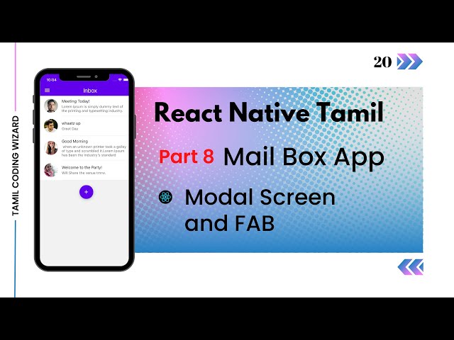 React Native Modal Screen and FAB Tamil #08 React Native Mailbox iOS and Android App Tamil