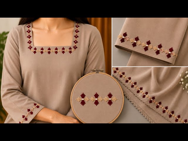 Trending 3D Border Embroidery Design | Beautiful Floral Hand Embroidery