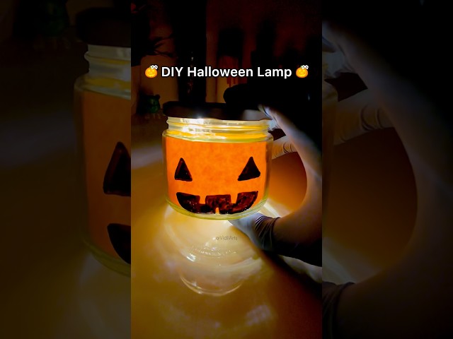 Easy DIY Halloween Pumpkin Lamp! 🎃✨ (Glass Jar Hack) #crafts #shorts
