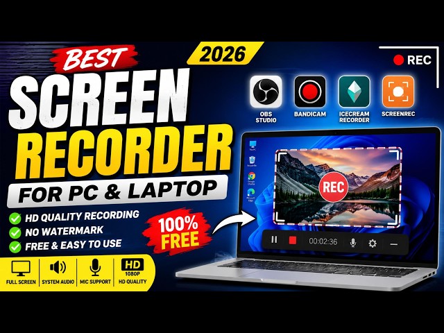 Best Screen Recorder for PC & Laptop 2026 | Free Screen Recording Software Without Watermark
