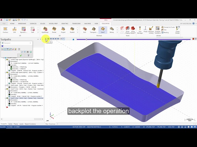 Mastercam 2019 Multiaxis Essentials Training Tutorial 7 - Swarf Defined from Surfaces