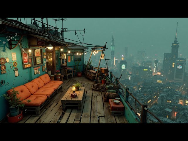 Lofi Hip Hop Beats 🎧 Ambiente de azotea relajante y Japón retro | Música Lofi para estudio y relax