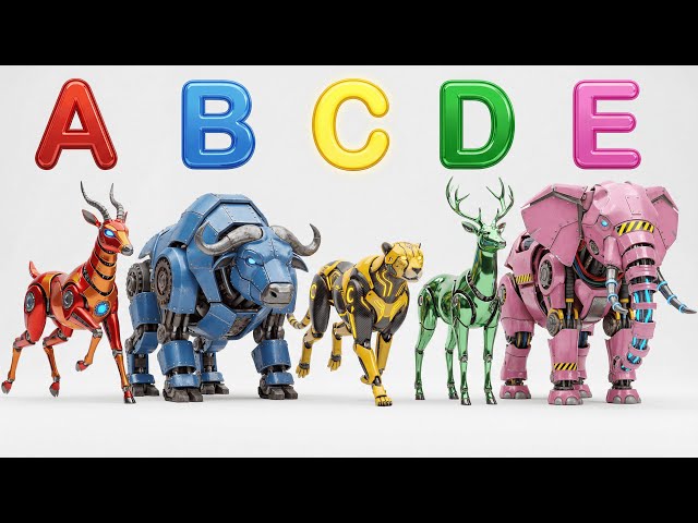 ABC Colorful Safari Animals Transform to Robot | Animal ABC Song | Little Bunny Learns