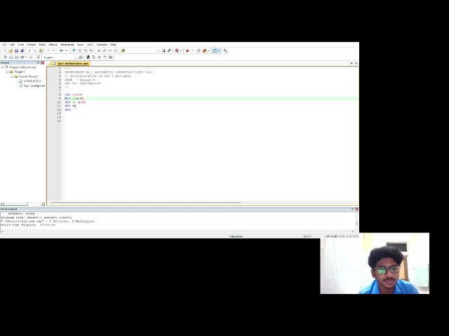 EXP 1 : 8 BIT MULTIPLICATION USING 8051 MICROCONTROLLER 