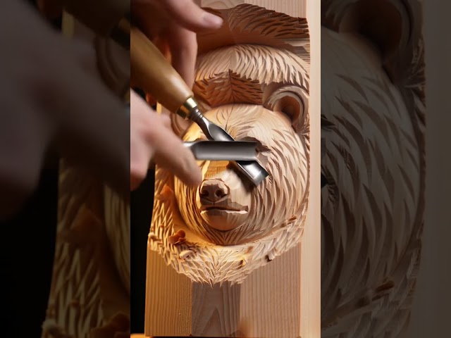 This wood carving is so satisfying to watch 🐻
