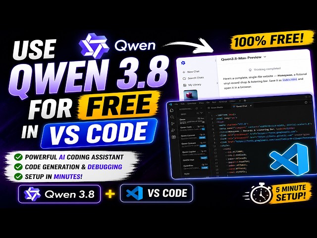 Use Qwen 3.8 for FREE in VS Code | Complete Setup Guide (2026)