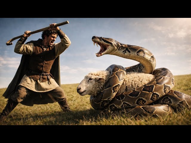 Brave Rescuers Save Helpless Sheep from Massive Hungry Python Attack 🐑🐍