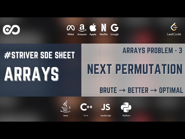 Next Permutation | Striver SDE Sheet (Arrays-3) | LeetCode 31 | Java C++ Python JS