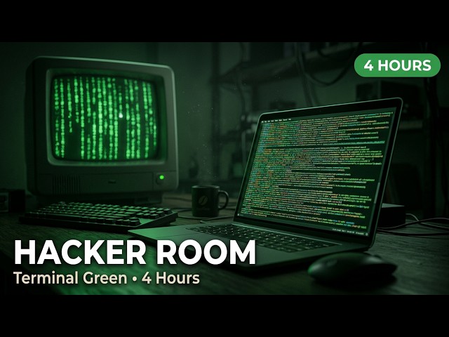 Linux Hacker Room | Terminal Green | 4 Hours for Developers