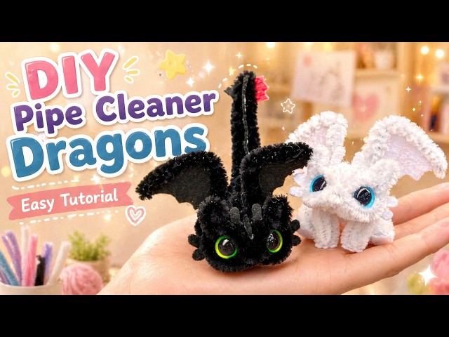 Pipe Cleaner Toothless & Light fury Tutorial, how to make cute dragons out of chenille stems