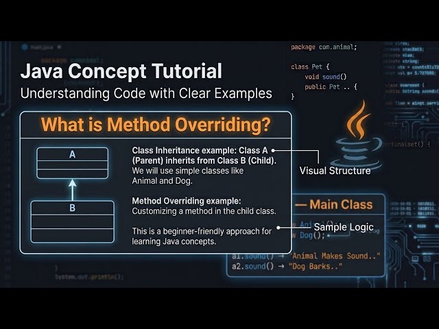 Learn Java Method Overriding in this simple, beginner-friendly tutorial! ☕🚀