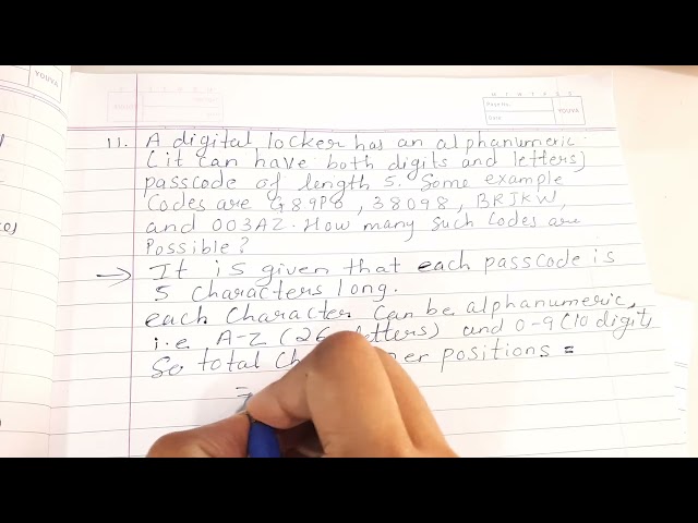 A digital locker has an alphanumeric (it can have both digits and letters) passcode of length 5. S