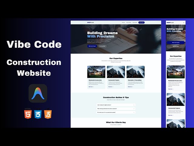 100% Build Construction Website in 10 Minutes — Tailwind + JavaScript (Antigravity Vibe Code)