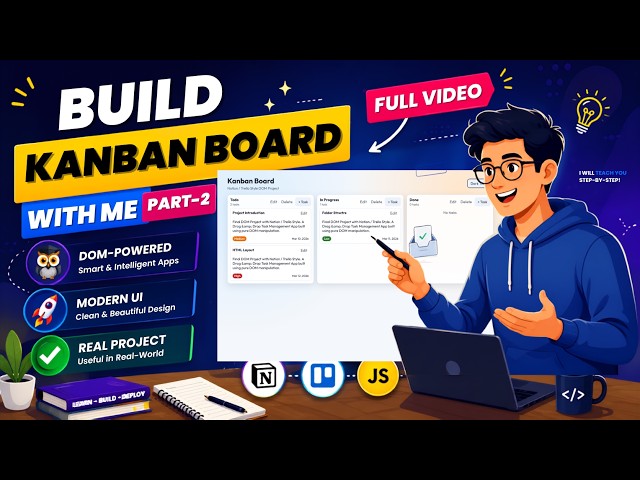 Build a Kanban Board UI with JavaScript 🔥 | HTML Layout & Top Bar | Part 2