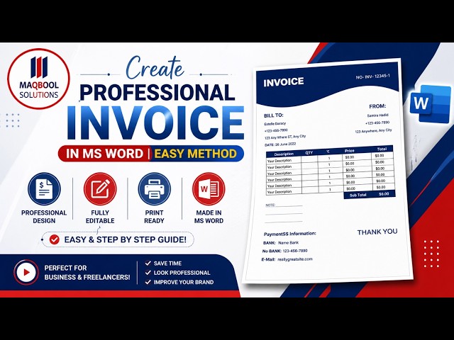📄💼 Create Professional Invoice in MS Word | Easy Method