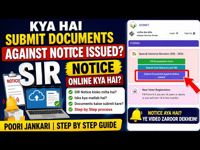 SIR Notice Online Kya Hai? | ECI site me "Submit Documents Against Notice Issued" Ka Matlab Kya Hai?
