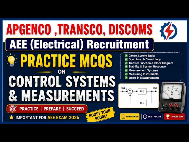 👉 AEE Electrical 2026 Practice MCQs 🔥 Control Systems & Measurements | APGENCO APTRANSCO DISCOMs