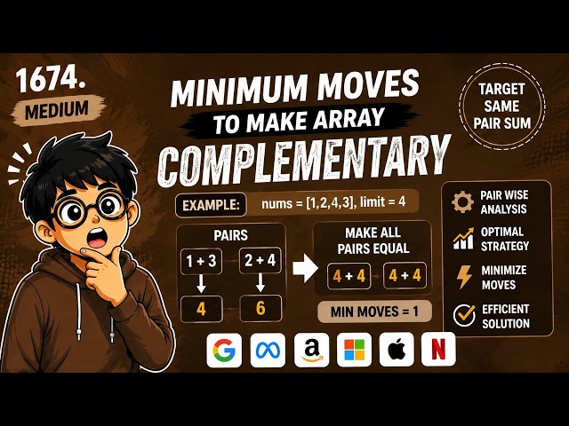 Minimum Moves to Make Array Complementary | LeetCode 1674 | Brute Force | Prefix Sum