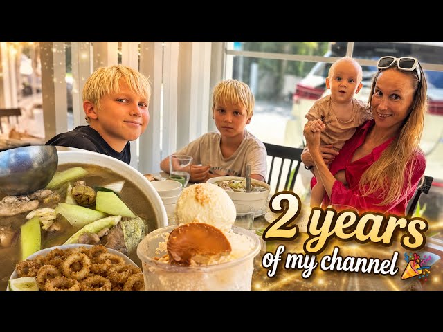 Celebrating 2 Years of My YouTube Channel in Filipino Restaurant! 🎉 Tinola, Calamaries, Halo Halo!