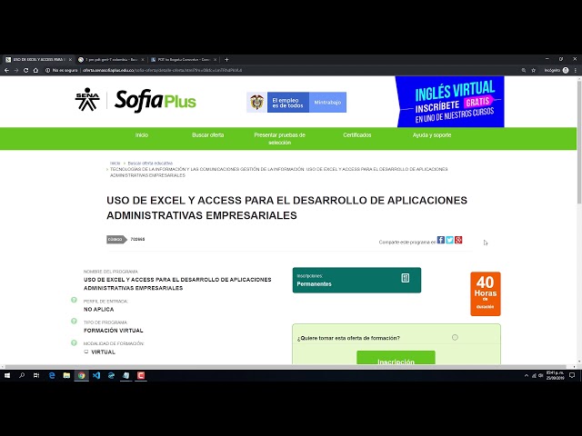 INSCRIPCIÓN A CURSOS SOFIAPLUS
