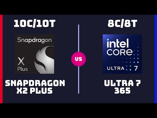 Qualcomm Snapdragon X2 Plus (X2P-64-100) vs Intel Core Ultra 7 365 – CPU Comparison