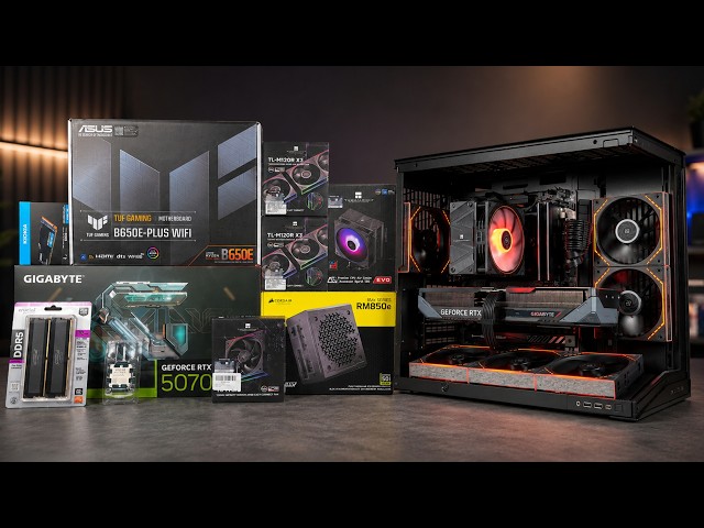 24 minutes of BUILDING the PERFECT BLACK GAMING PC | CLEAN POV PC BUILD | Ryzen 5 9600X + RTX 5070