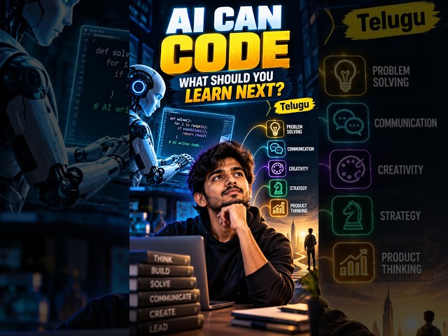 AI Can Code. What Should YOU Learn Next? 🤖 | Telugu #Shorts  #aitools #telugutech #artificial