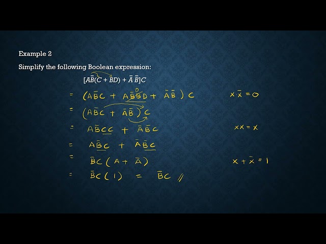 ODL Chapter 4 Simplification using Boolean Algebra and de Morgans theorem