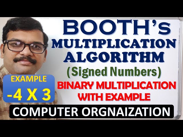 Booth's Multiplication algorithm with example (-4 x 3)||Binary Multiplication||Computer Organization