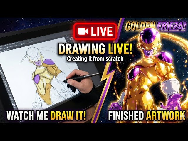 Watch Me Draw GOLDEN FRIEZA! 🎨 Digital Art Process LIVE
