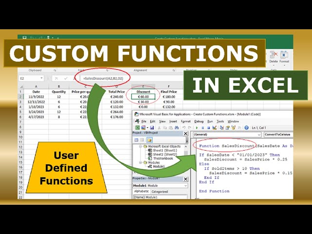 Create Custom Functions in Excel (User Defined Functions)
