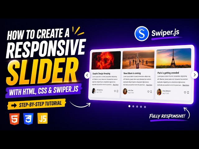 Create a Responsive Slider with HTML, CSS & Swiper js  Step by Step Tutorial