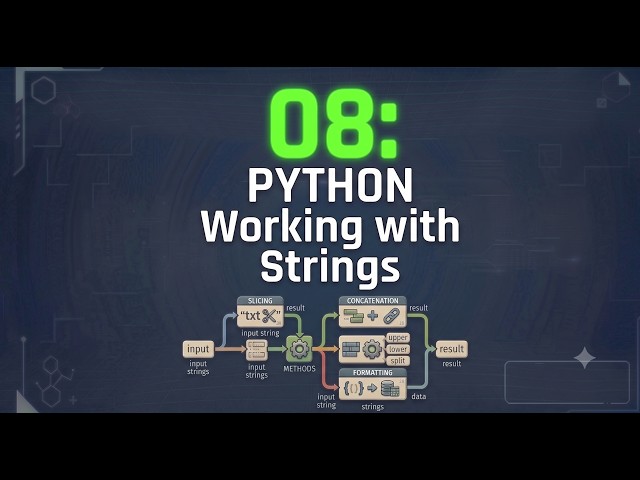 Python 08 : Strings Explained | String Methods, Indexing, Slicing, Formatting and Concatenation#ai