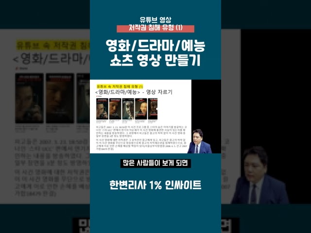 저작권침해: 영화/드라마/예능 쇼츠 영상 | 유튜브 영상 수익 창출 조건 #저작권침해 #쇼츠저작권 #영화저작권 #예능저작권 #드라마저작권