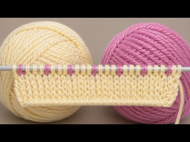 Beautiful Two-Color Easy Knitting Pattern for Sweaters and Scarves 🧶🌿 #knittingpatterns #knitting...