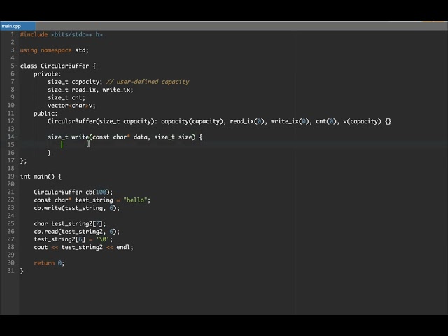 code a circular buffer from scratch (c++)