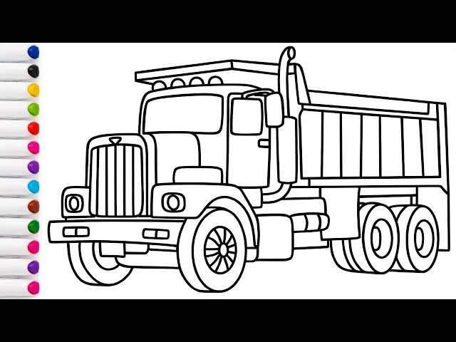 Learn to Draw and Color Construction Dumper Truck  Drawing for Kids | Coloring Page Tutorial #158 