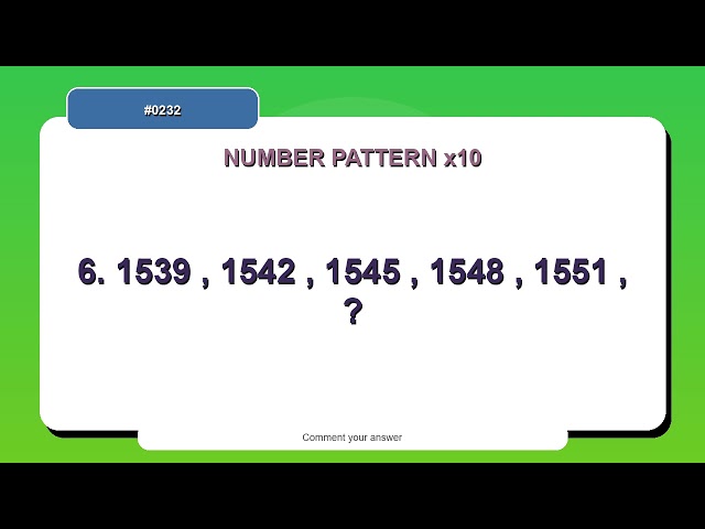 Number Pattern Challenge #0232 | 10 Number Pattern Practice Questions