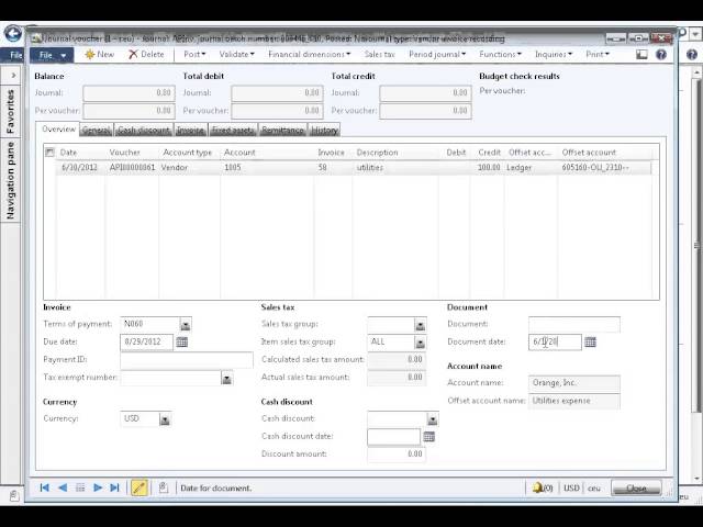 Dynamics AX 2012 - Vendor Invoice Journal