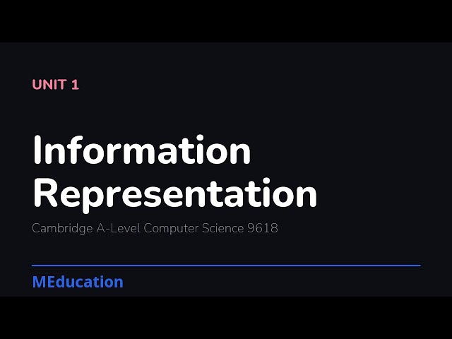 Information Representation | A-Level Computer Science Unit 1 | Cambridge 9618