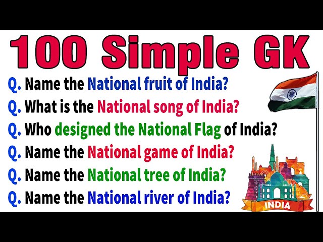 100 Simple and Easy GK General Knowledge Questions and Answers in English | GK Quiz | India GK Quiz