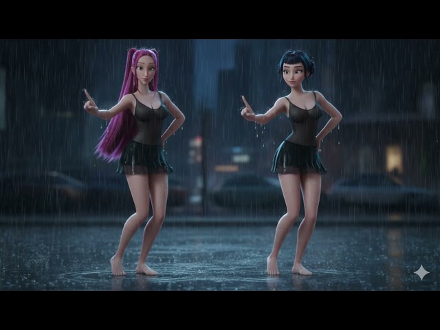 KPop Demon Hunters 2 Huntrix sway in perfect sync, dancing barefoot in a tight joyful circle under t