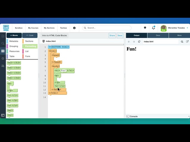 Intro to HTML Code Blocks