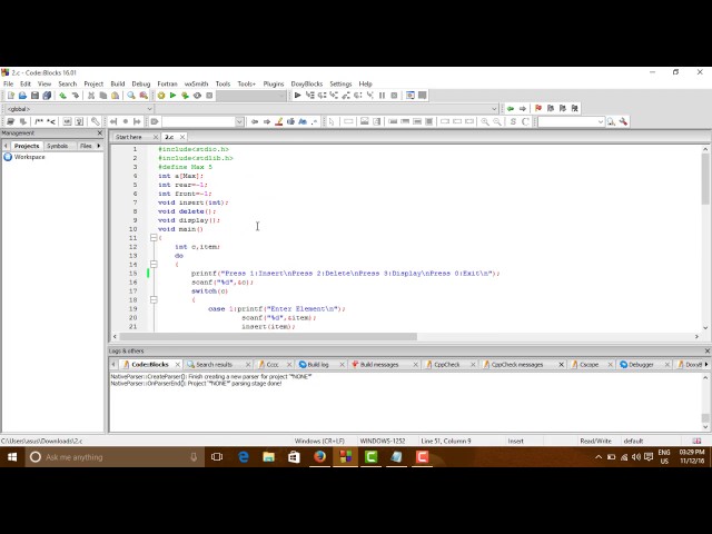 Data Structure & Algorithms | Queue | Insertion , Deletion , Display Program