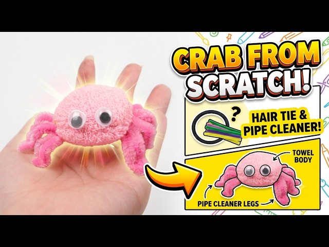 Transform Your Scrap Hair Ties & Pipe Cleaners Into an Adorable Crab! 🦀 (Easy DIY)