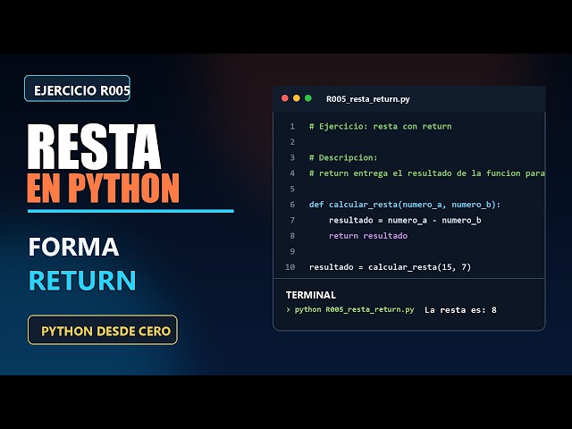 Restar con return en Python explicado facil | Ejercicio 5