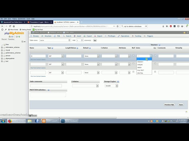 7  Creating Database & Table through PHPMyAdmin