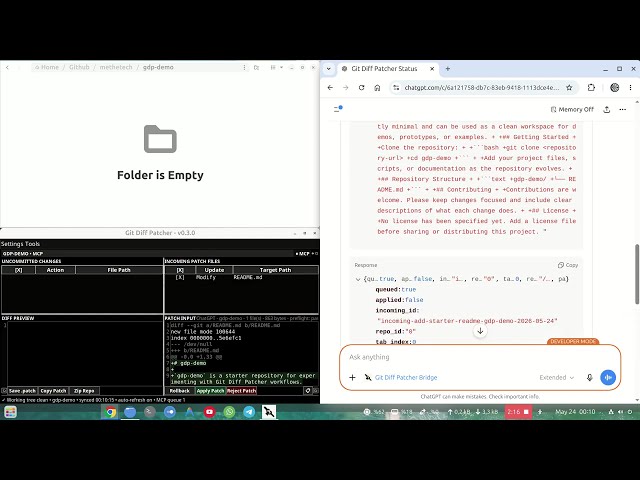Git Diff Patcher Bridge 0.3.0 Demo | ChatGPT to Local Git Patch Review