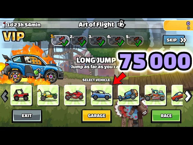 Hill Climb Racing 2 – 75000 puntos en el evento de equipo ART OF FLIGHT #2