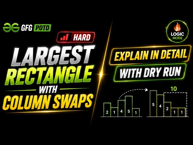 Largest Rectangle with Column Swaps | GFG POTD | Optimal C++ Solution